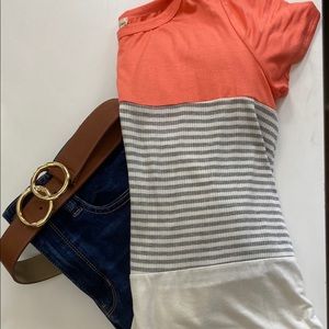 Coral stripe top